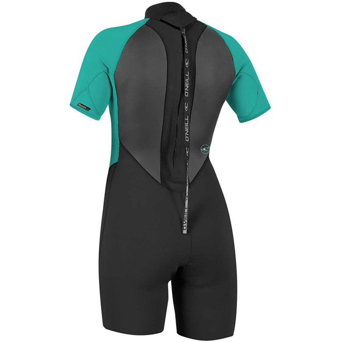 2024 O'Neill Womens Reactor II 2mm Back Zip Shorty Wetsuit 5043 - Black / Aqua